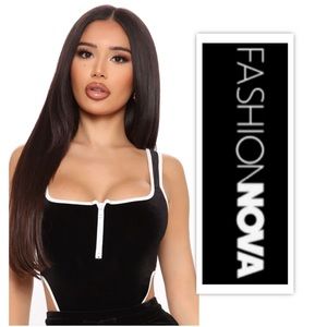 Fashion Nova In A Hurry High Cut Velvet Bodysuit
